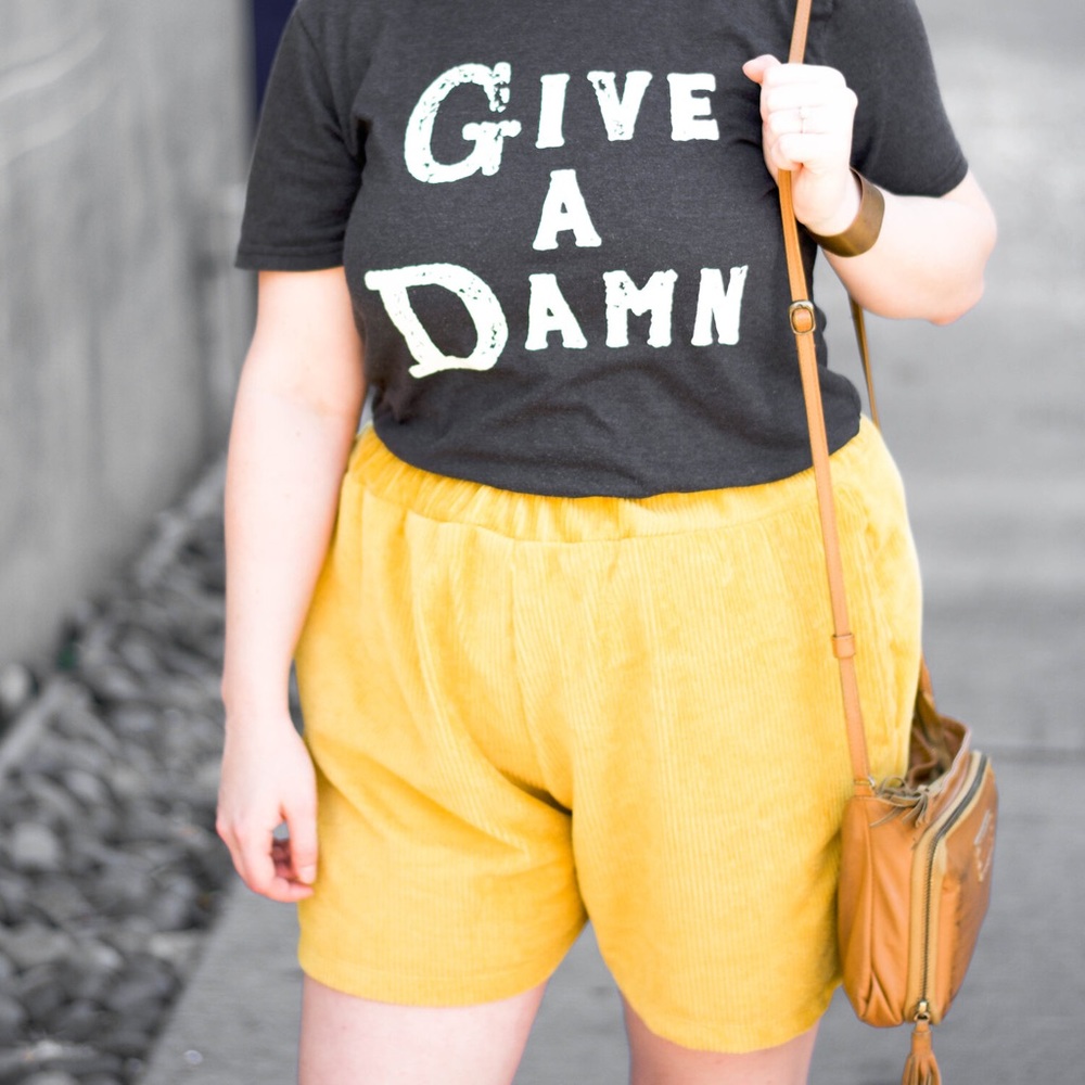 Yellow High Waisted Shorts Size M